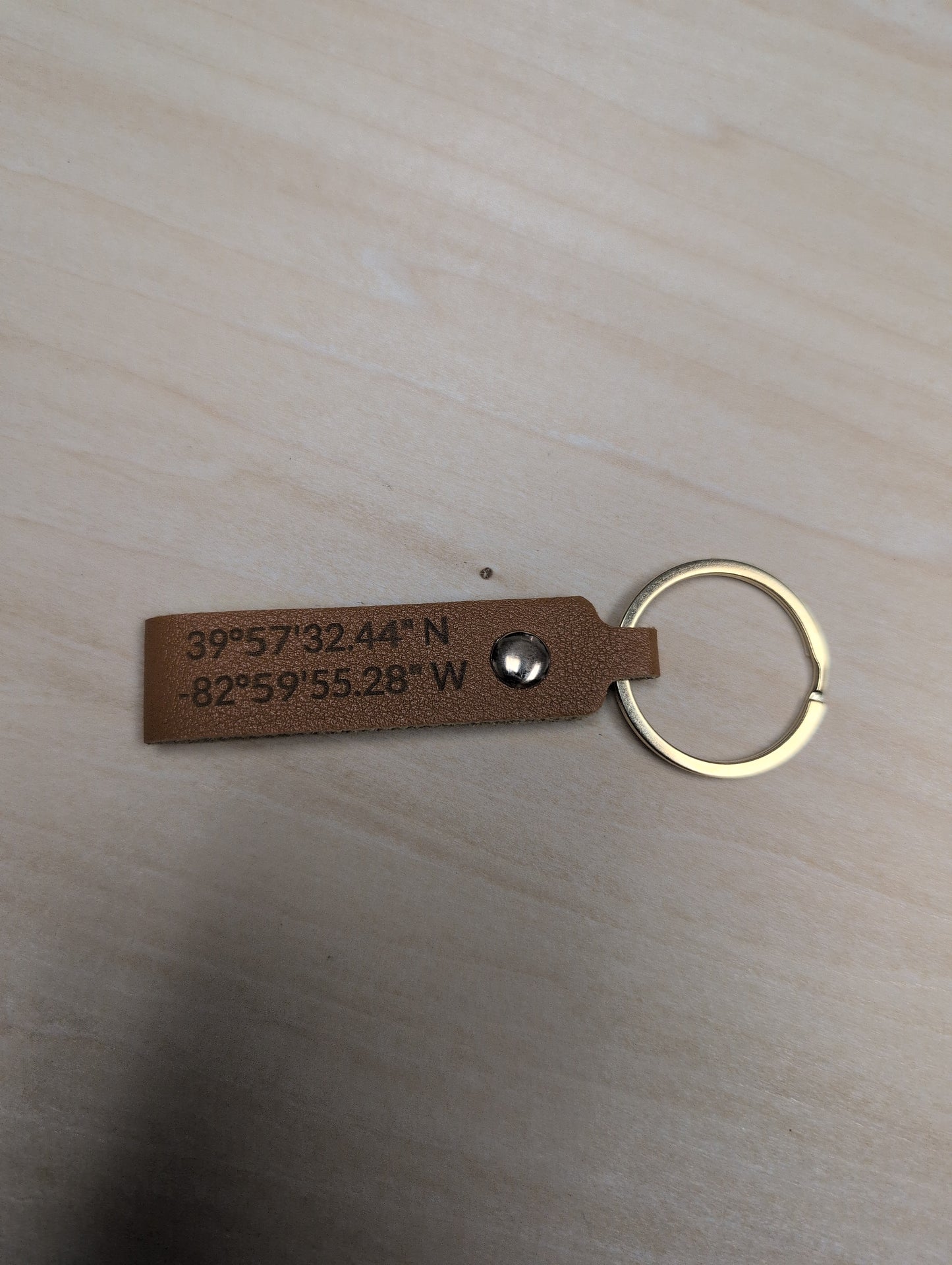 Custom Engraved Faux Leather Keychain