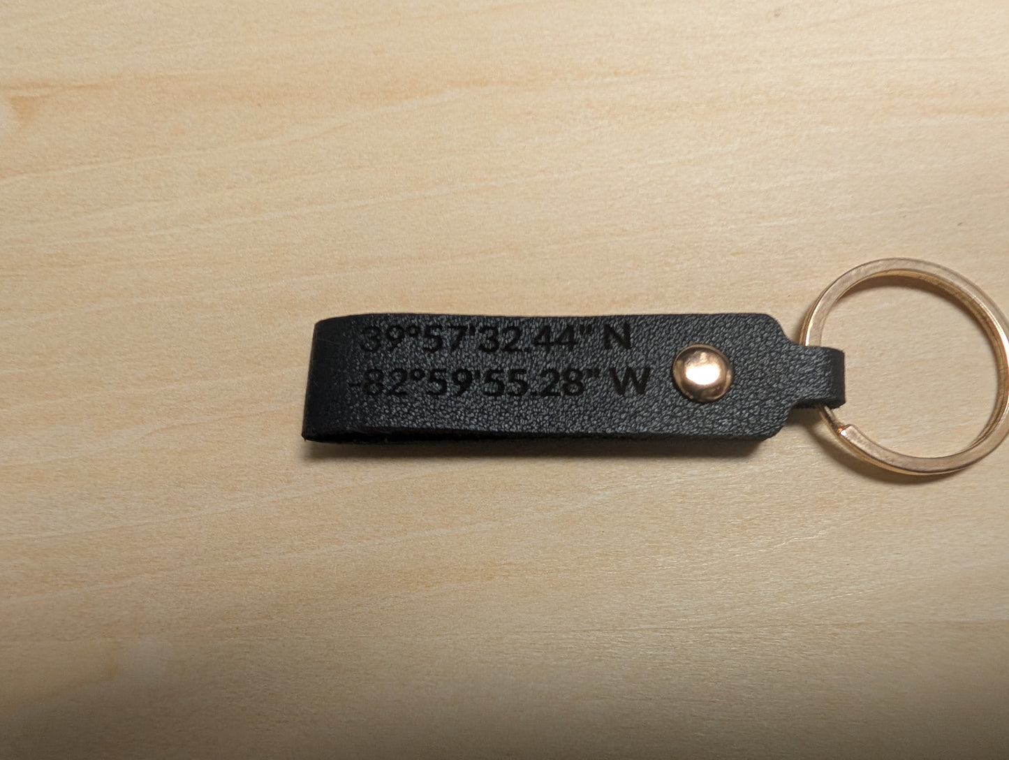 Custom Engraved Faux Leather Keychain