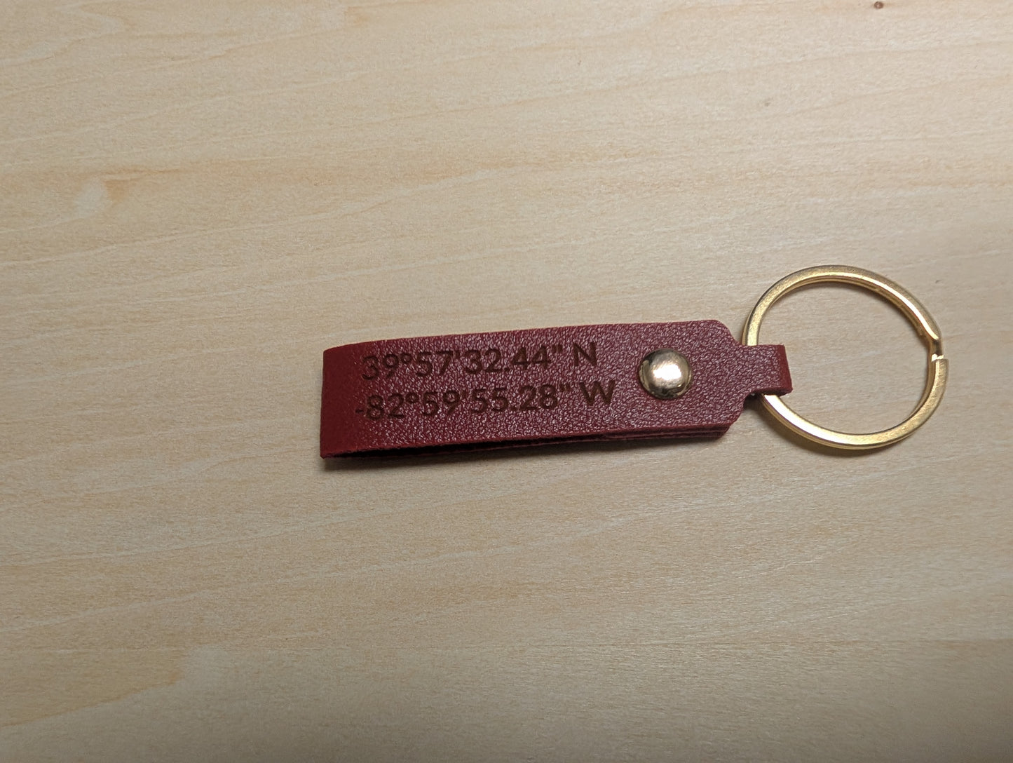 Custom Engraved Faux Leather Keychain