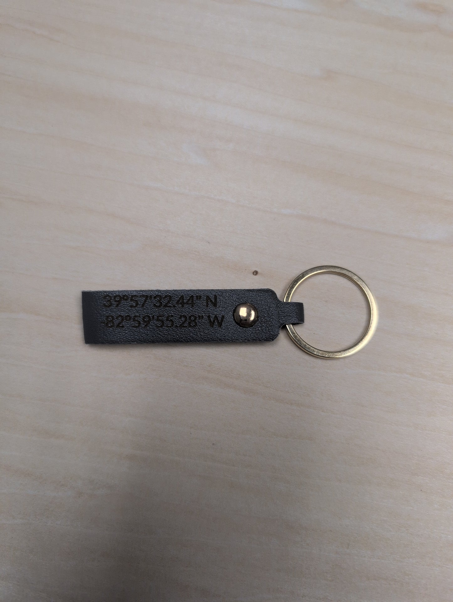 Custom Engraved Faux Leather Keychain