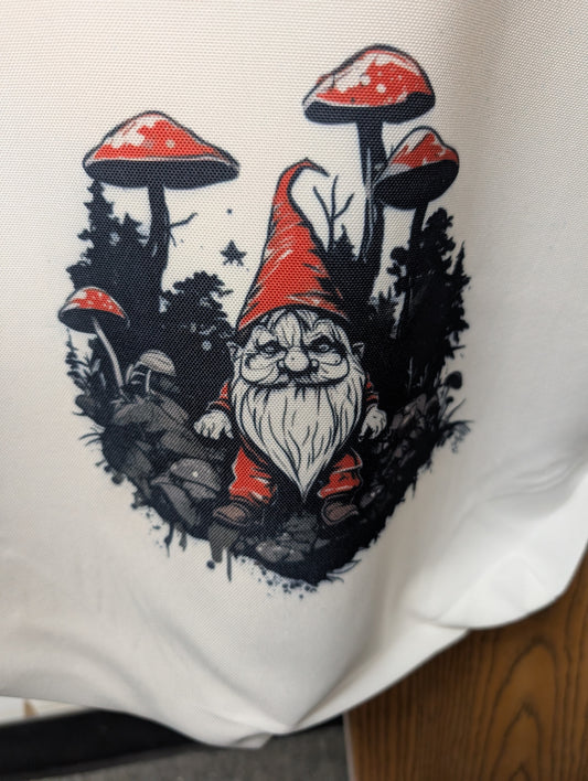 Reusable Tote Bag with Gnome - White