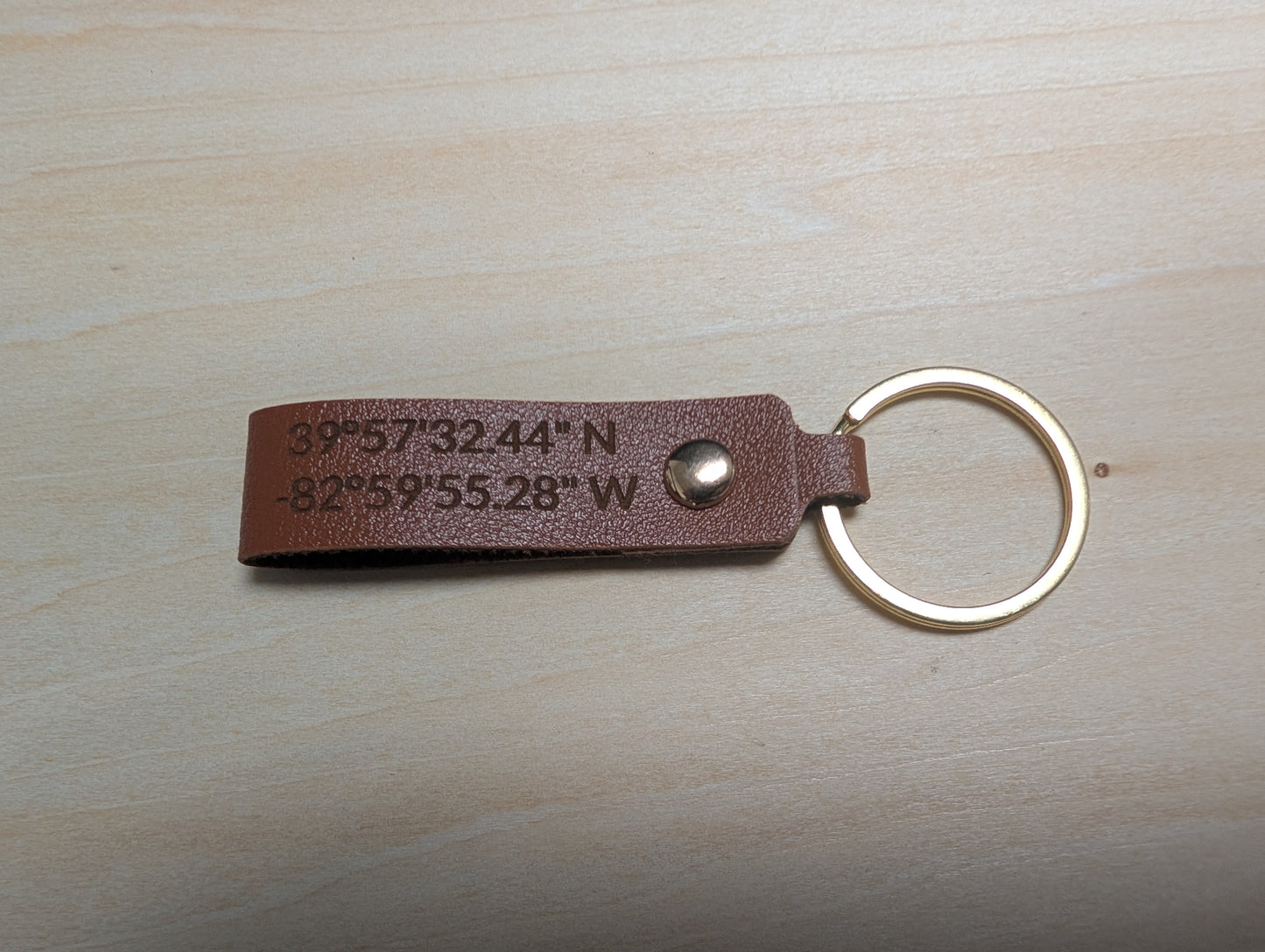 Custom Engraved Faux Leather Keychain